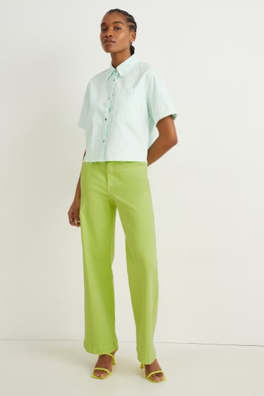 Donna - Jeans a gamba ampia - vita alta - verde chiaro