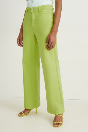 Donna - Jeans a gamba ampia - vita alta - verde chiaro