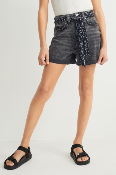 Filles - Short en jean - jean gris foncé