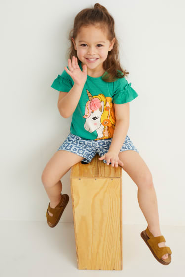 Batolata dívky - Motiv jednorožce - tričko s krátkým rukávem - zelená