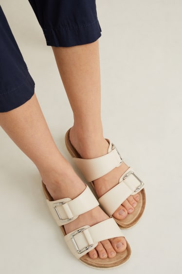 Damen - Sandalen - Lederimitat - hellbeige