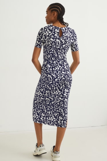 Femmes - Robe fit & flare dotée d'un nœud - à motif - bleu foncé / blanc crème