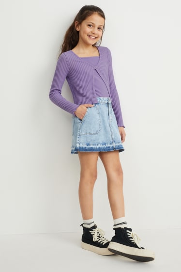 Kids Girls - Set - cardigan tricotat și top - 2 piese - violet deschis