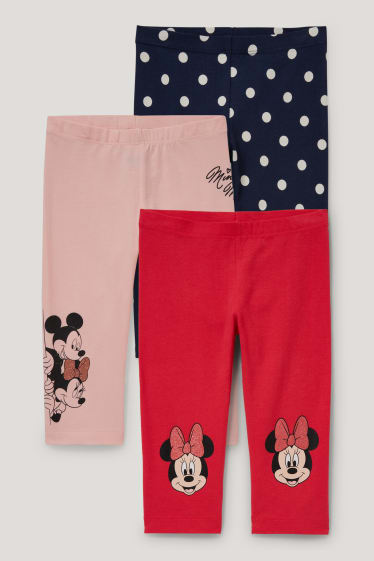 Małe dziewczynki - Wielopak, 3 szt. - Myszka Minnie - legginsy - ciemnoniebieski