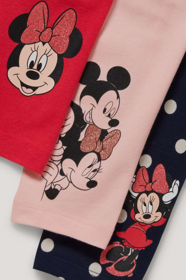 Małe dziewczynki - Wielopak, 3 szt. - Myszka Minnie - legginsy - ciemnoniebieski