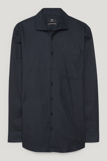 Men - Business shirt - regular fit - cutaway collar - easy-iron - black