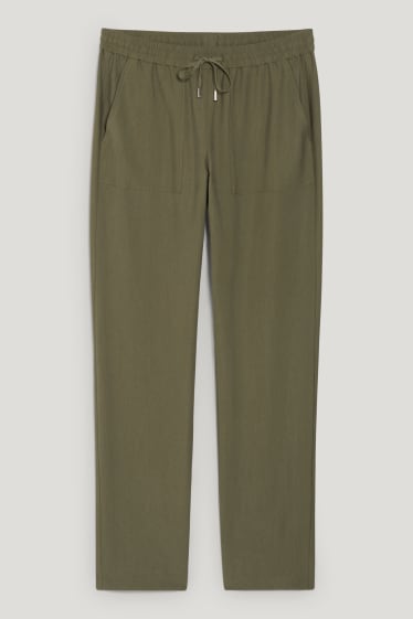 Donna - Pantaloni di stoffa - vita alta - relaxed fit - verde