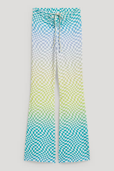 Exclusief online - CLOCKHOUSE - jersey-broek - comfort fit - geruit - lichtgroen