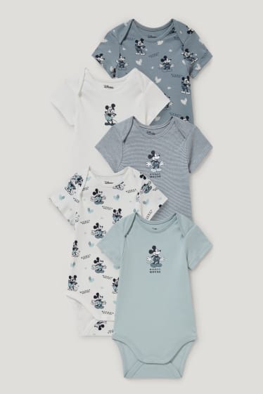 Baby Boys - Confezione da 5 - Topolino - body neonati - blu  / grigio scuro
