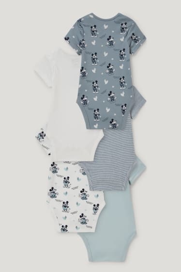 Baby Boys - Confezione da 5 - Topolino - body neonati - blu  / grigio scuro