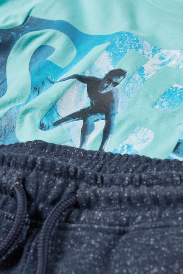 Kids Boys - Set - Kurzarmshirt und Sweatshorts - 2 teilig - türkis