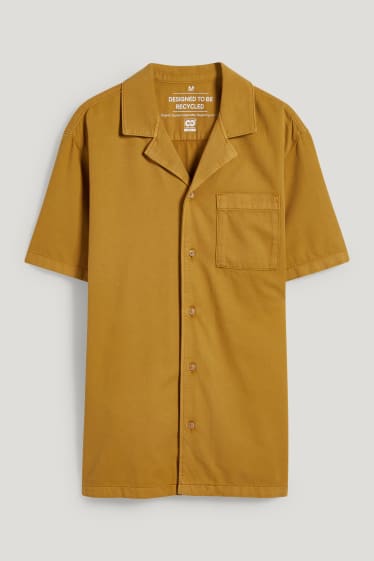 Pánské - Košile - regular fit - klopový límec - hořčicově žlutá