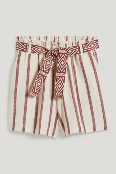 Kids Girls - Short - gestreept - lichtbruin