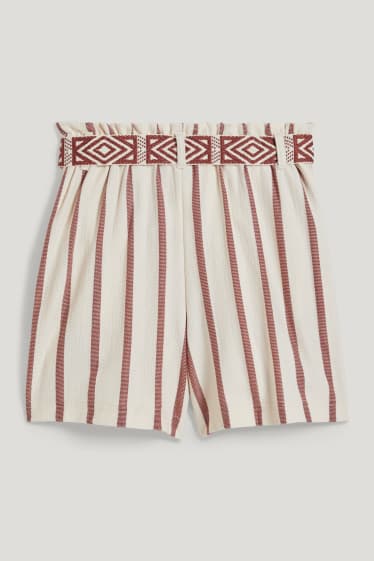 Kids Girls - Short - gestreept - lichtbruin