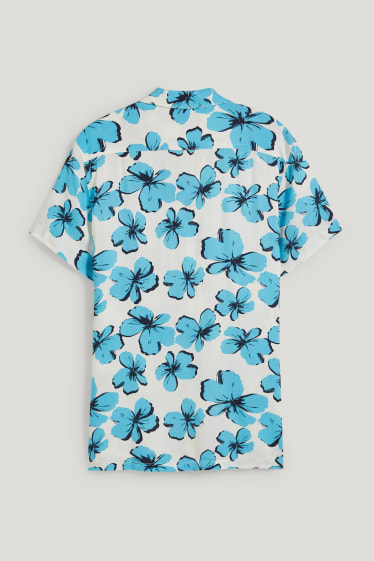 Hommes - Chemise - slim fit - col à revers - blanc / bleu clair