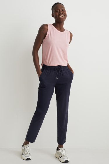 Donna - Pantaloni di stoffa - vita alta - regular fit - blu scuro
