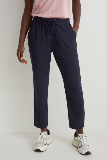 Donna - Pantaloni di stoffa - vita alta - regular fit - blu scuro