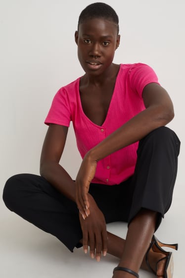 Damen - T-Shirt mit Knotendetail - pink