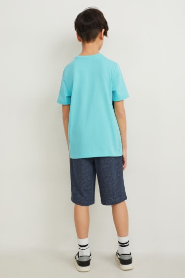 Reverskraag - Set - T-shirt en sweatshort - 2-delig - turquoise