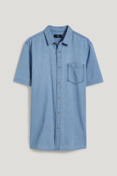 Pánské - Džínová košile - regular fit - kent - modrá