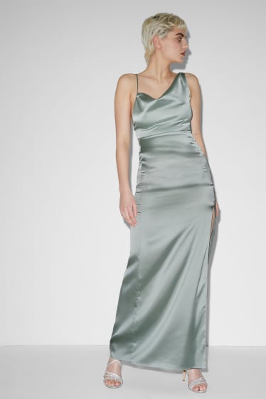 Exclu web - CLOCKHOUSE - robe en satin - festif - vert menthe