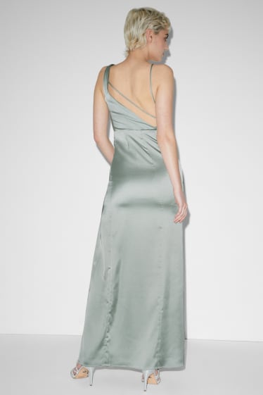Exclu web - CLOCKHOUSE - robe en satin - festif - vert menthe
