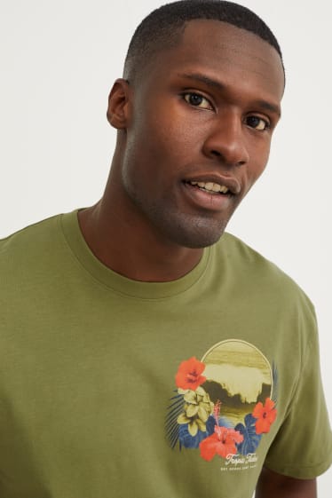 Hombre - Camiseta - verde oscuro
