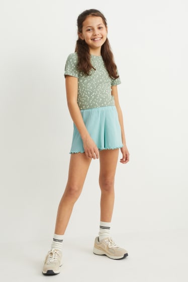 Filles - Lot de 2 - shorts - vert menthe