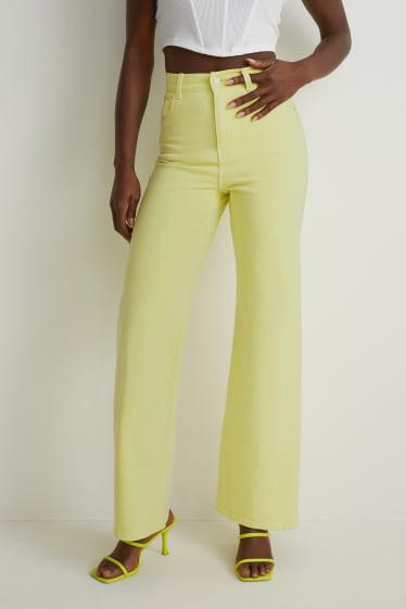 Femmes - Loose fit jean - high waist - LYCRA® - jaune