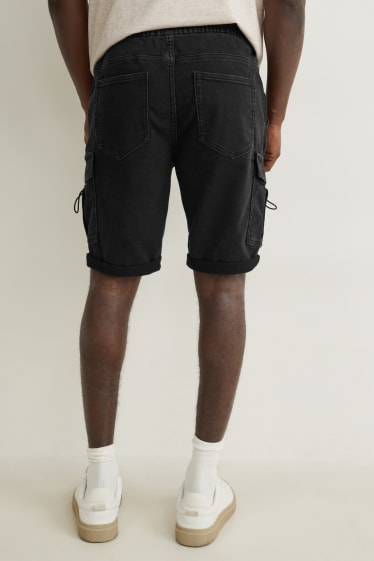 Uomo - Shorts cargo di jeans - Flex jog denim - nero