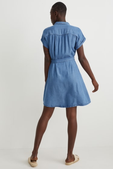 Dames - Blousejurk - jeansblauw