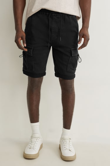 Hommes - Short cargo en jean - flex jog denim - noir