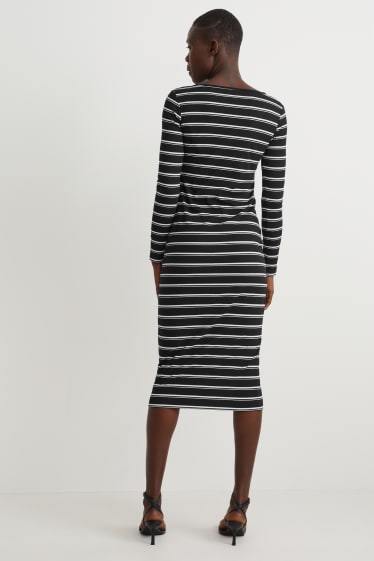 Femmes - Robe moulante - à rayures - noir