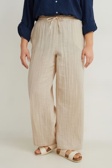 Femmes - Pantalon de toile - mid waist - beige clair