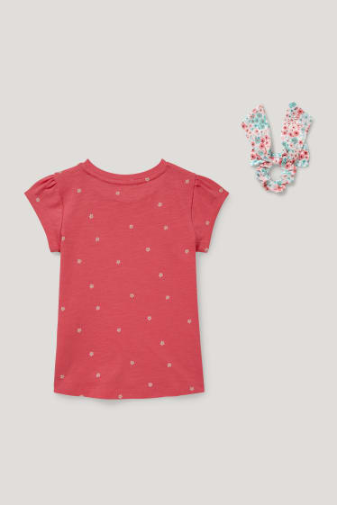 Toddler Girls - Set - T-shirt en scrunchie - 2-delig - fuchsiarood