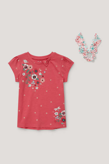 Toddler Girls - Set - T-shirt en scrunchie - 2-delig - fuchsiarood