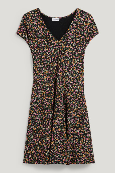 Señora XL - CLOCKHOUSE - vestido - de flores - negro
