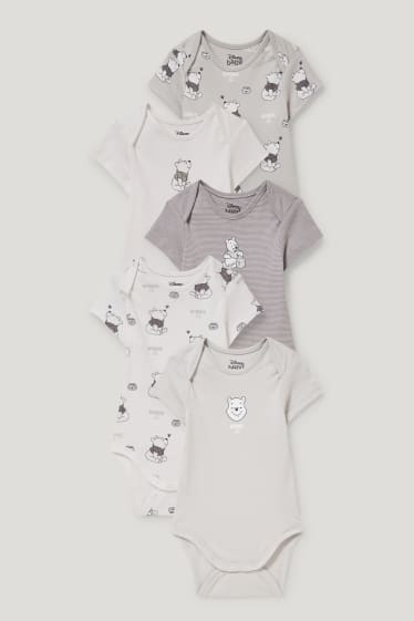 Baby Girls - Confezione da 5 - Winnie the Pooh - body per neonati - bianco / grigio