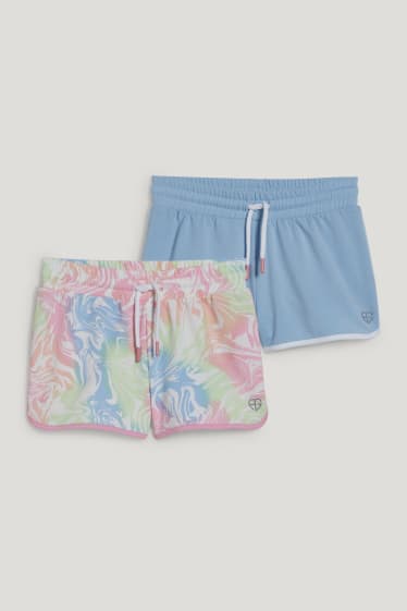 Kids Girls - Set van 2 - sweatshorts - lichtblauw