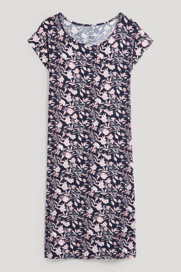 Women - Viscose nightshirt - floral - dark blue