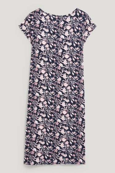 Women - Viscose nightshirt - floral - dark blue