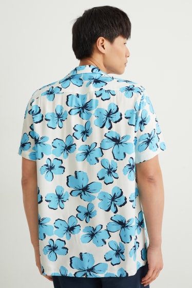 Hommes - Chemise - slim fit - col à revers - blanc / bleu clair