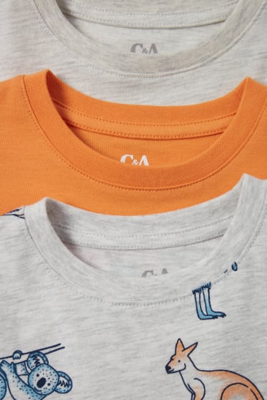 Exklusiv Online - Multipack 3er - Kurzarmshirt - orange / grau