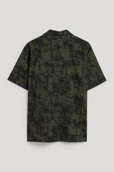 Pánské - Košile - regular fit - klopový límec - tmavozelená