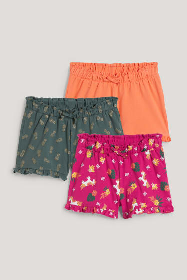 Toddler Girls - Set van 3 - korte broek - donker rose