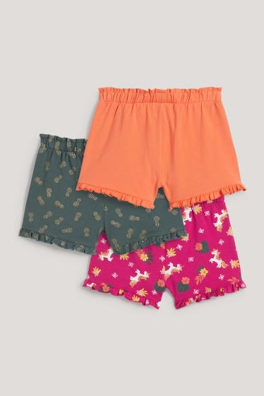 Toddler Girls - Set van 3 - korte broek - donker rose