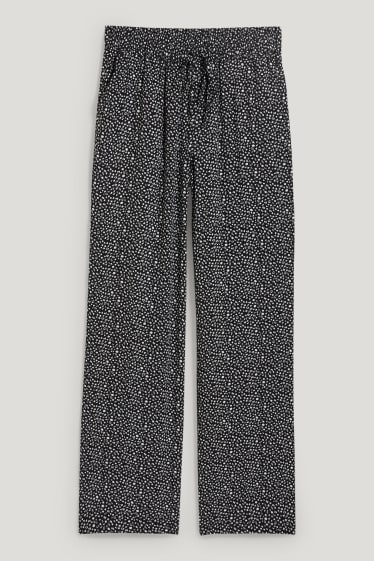 Women - Cloth trousers - mid-rise waist - palazzo - patterned - black
