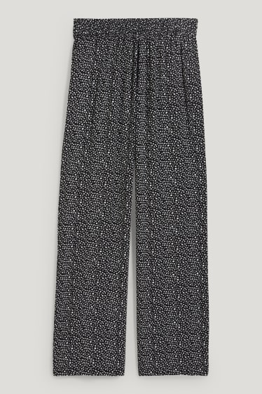 Women - Cloth trousers - mid-rise waist - palazzo - patterned - black