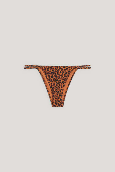 Exclu web - CLOCKHOUSE - bas de bikini brésilien - low waist - à motifs - marron