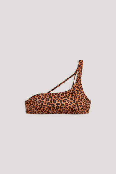 Exclu web - CLOCKHOUSE - haut de bikini brésilien - ampliforme - à motifs - marron